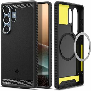 Spigen Rugged Armor MagFit Matte Black Case with MagSafe - for Samsung Galaxy S25 Ultra