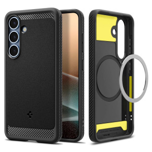 Spigen Rugged Armor MagFit Matte Black Case with MagSafe - for Samsung Galaxy S25