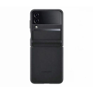 Official Samsung Black Flap Leather Cover Case With Hinge Protection - For Samsung Galaxy Z Flip4