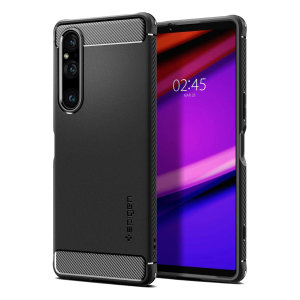Spigen Matte Black Rugged Armor Case - For Sony Xperia 1 V
