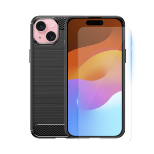 Olixar Sentinel Black Case and Tempered Glass Screen Protector - For iPhone 15