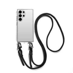 LoveCases Clear Case with Black Adjustable Crossbody Lanyard - For Samsung Galaxy S24 Ultra