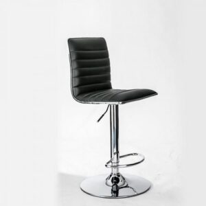 Albany Faux Leather Bar Stool In Black With Chrome Base
