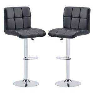 Coco Black Faux Leather Bar Stools In Pair