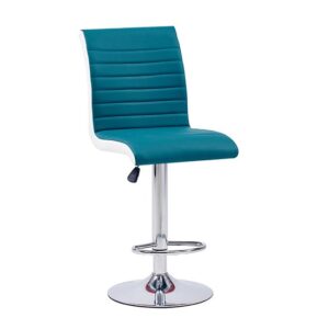 Ritz Faux Leather Bar Stool In Teal And, Teal Faux Leather Bar Stools
