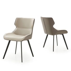 Ancha Stone And Dark Grey Dining Chairs In Pair