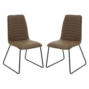 Ashbling Brown Leather Dining Chairs In A Pair