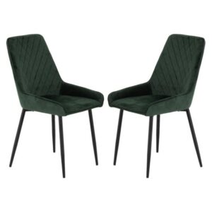 Avah Emerald Green Velvet Dining Chairs In Pair