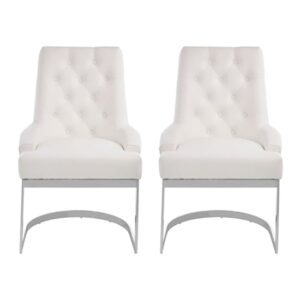 Azaltro Ivory Linen Fabric Dining Chairs In Pair