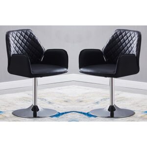 Bucketeer Black Faux Leather Dining Chairs In Pair