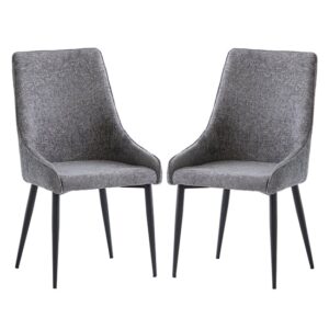 Cajsa Graphite Fabric Dining Chairs In Pair