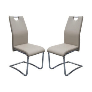 Capella Khaki Faux Leather Dining Chairs In Pair