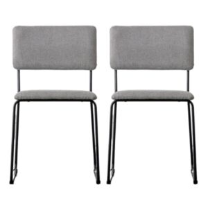 Chalk Grey Fabric Dining Chairs In A Pair