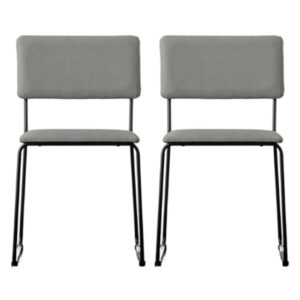 Chalk Light Grey Faux Leather Dining Chairs In A Pair