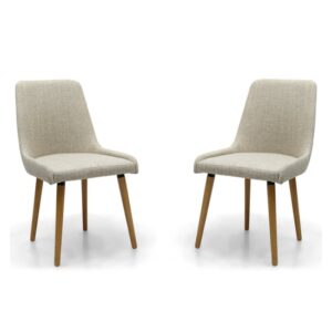 Chioa Flax Effect Natural Dining Chairs In Pair