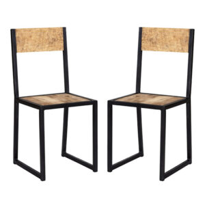 Clio Industrial Oak Wooden Dining Chairs In Pair