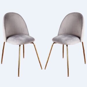 Coonan Grey Velvet Dining Chairs With Gold Legs In A Pair