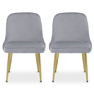 Demine Grey Velvet Dining Chairs In A Pair