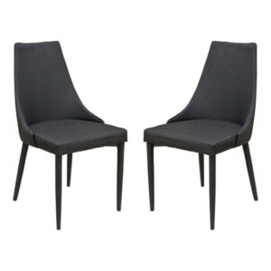 Divina Black Fabric Upholstered Dining Chairs In Pair