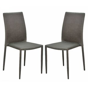 Eddleston Dark Grey Fabric Dining Chairs In Pair