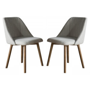 Elliot Natural Fabric Dining Chairs In Pair