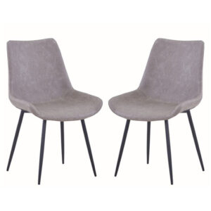 Imperia Light Grey Fabric Upholstered Dining Chairs In A Pair