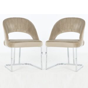 Isleworth Mink Velvet Dining Chairs In Pair