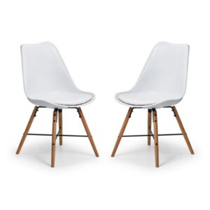 Kaili Dining Chair With White Seat And Oak Legs In Pair