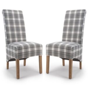 Kyoto Cappuccino Herringbone Check Dining Chair In A Pair