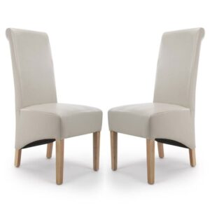 Kyoto Ivory Bonded Leather Dining Chair In A Pair