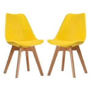 Lenham Yellow Dining Chairs With Padded Seat In Pair