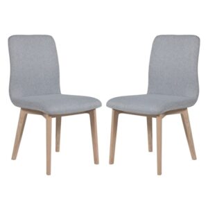 Maral Light Grey Fabric Dining Chairs With Oak Legs In Pair