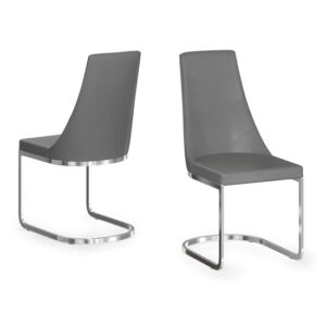 Markyate Faux Leather Dining Chair In Grey In A Pair