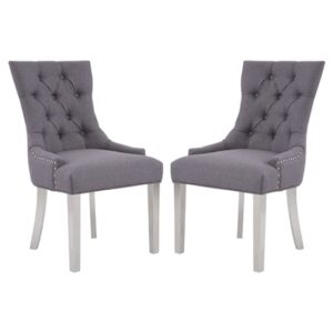 Mintaka Grey Velvet Dining Chairs With Sledge Legs In A Pair