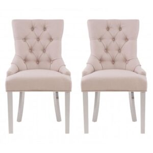 Mintaka Natural Velvet Dining Chairs With Sledge Legs In A Pair