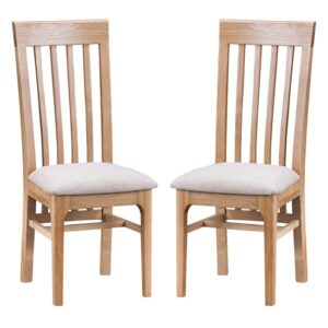 Nassau Natural Oak Dining Chair With Fabric Seat In Pair