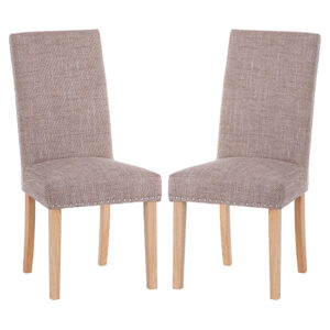 Norcross Tweed Fabric Studded Dining Chairs In Pair