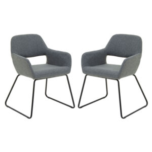 Porrima Grey Fabric Dining Chairs With Black Base In A Pair