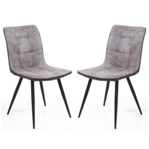 Rizhao Light Grey Suede Effect Dining Chair In A Pair