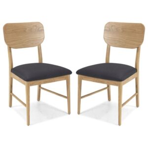 Skier Black Fabric Dining Chairs In A Pair With Wooden Frame