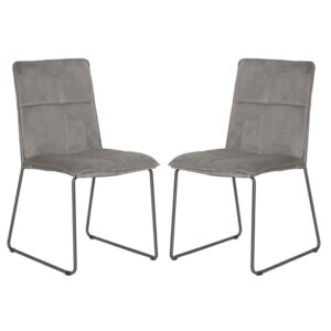 Soren Mink Velvet Dining Chairs With Black Legs In Pair