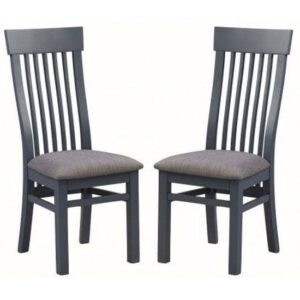 Trevino Midnight Blue Wooden Dining Chairs In A Pair