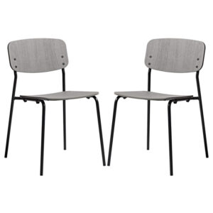 Versta Grey Ash Dining Chairs With Black Frame In Pair