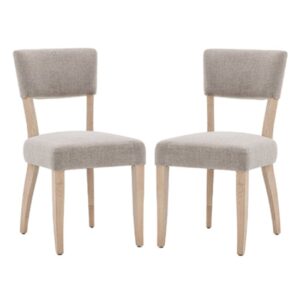 Elvira Grey Fabric Dining Chairs With Oak Legs In Pair