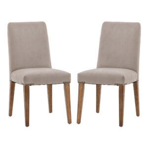 Madisen Taupe Velvet Dining Chairs In Pair