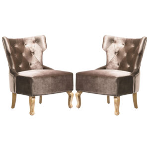 Narvel Beige Velvet Dining Chairs With Natural Legs In Pair