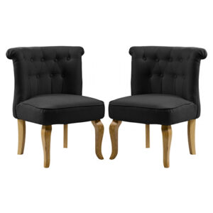 Pacari Black Fabric Dining Chairs With Natural Legs In Pair