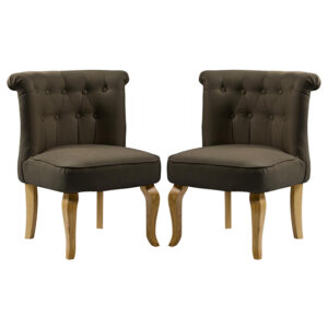 Pacari Brown Fabric Dining Chairs With Natural Legs In Pair
