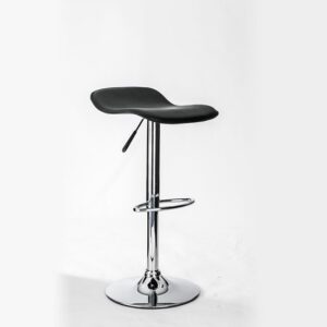 Alpha Leather Bar Stool With Chrome Base In Black