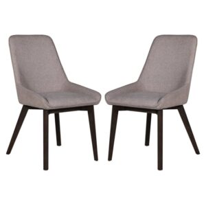 Acton Latte Fabric Dining Chairs In Pair